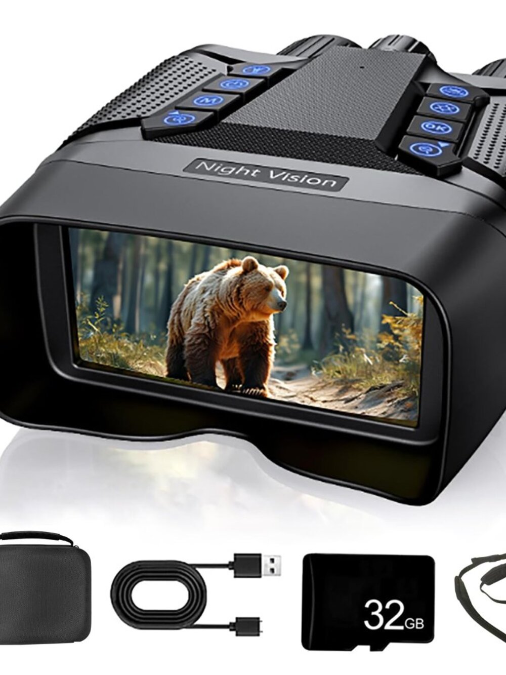 NEW 4K Night Vision Goggles 3 TFT Binoculars for Adults Built-in 5000MAH Battery